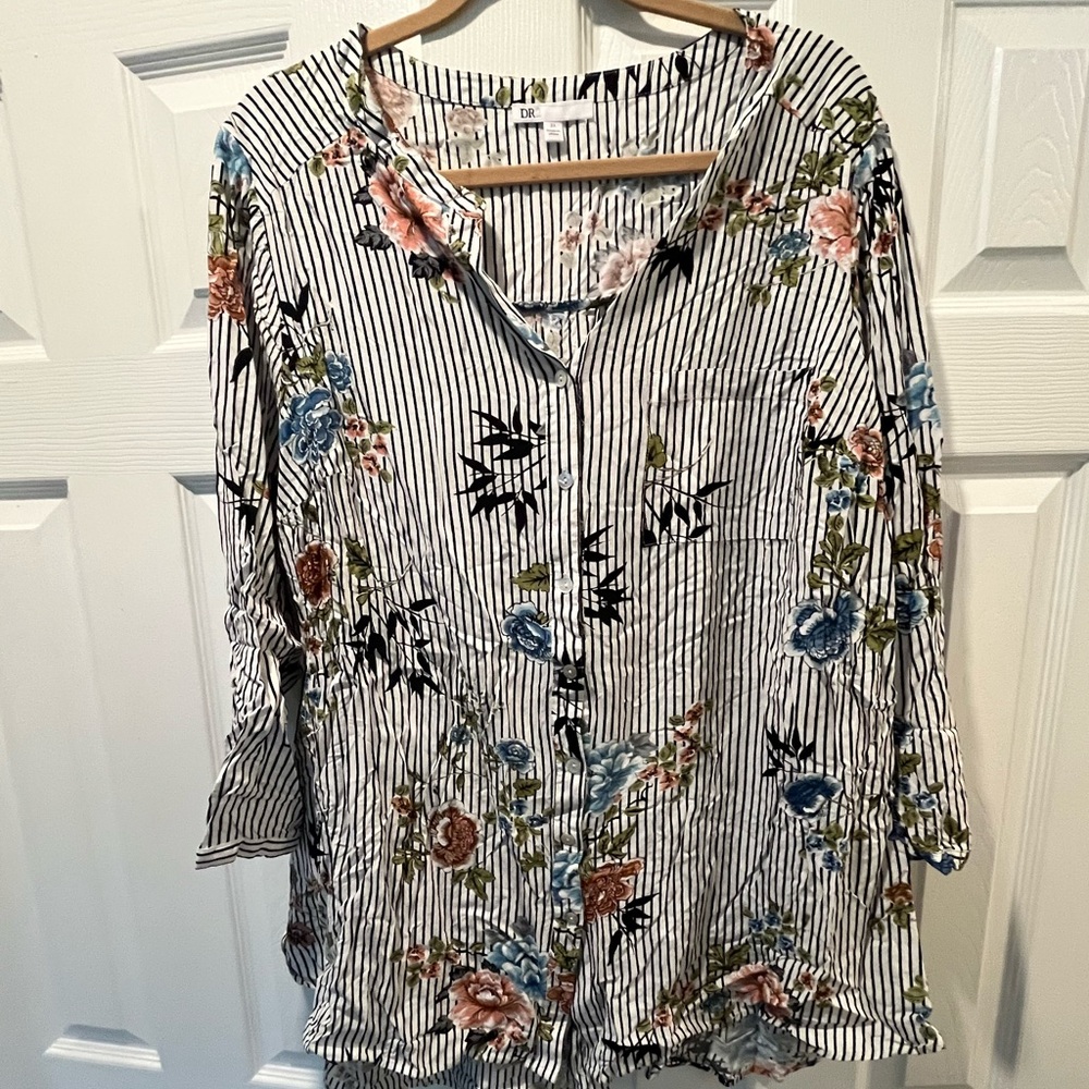 Striped Floral Blouse